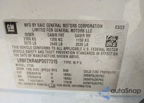 2023 Buick Envision Essence Fwd from USA, damaged, VIN LRBFZNR46PD077315